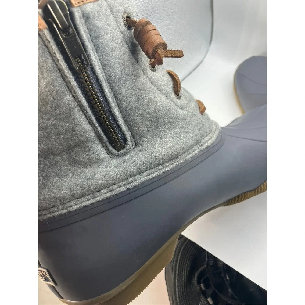 Sperry Saltwater Duck Boots Womens 10 Grey Wool Blend STS82475